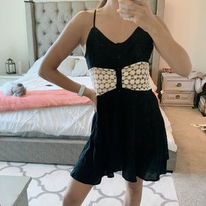 Joyce Black Embroidered Button Flowy Dress